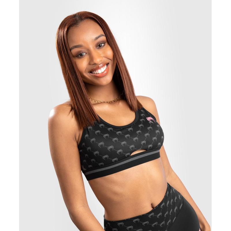 Venum Monogram Sports Bra Black/Pink Gold Donna